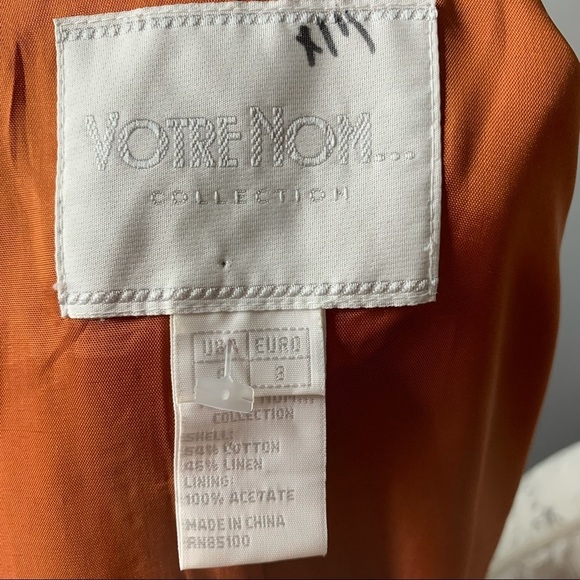 Votre Nom Paris Size 8 Medium Orange Blazer Jacket - Picture 4 of 4